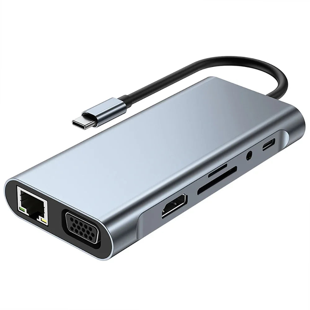 USB C HUB Type C to RJ45 4K 30Hz HDMI VGA Adapter
