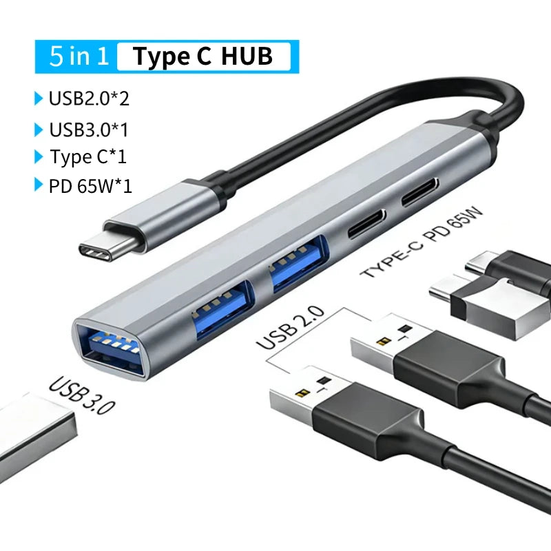 USB C HUB Type C to RJ45 4K 30Hz HDMI VGA Adapter